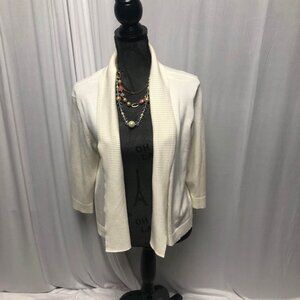 Faded Glory Cardigan Womens Size Large 12 - 14 Cream Open Front Sweater Layering